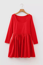 YSONA U Neck Long Sleeve Fit and Flare Mini Dress — side view | Women's Dress | Shop YSONA