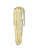 YSONA One-Shoulder Draped Maxi Dress — detail view | Women's Dress | Shop YSONA