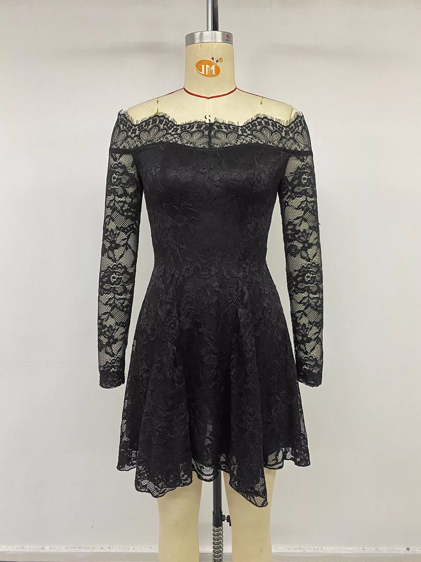 YSONA Lace Off Shoulder Mini Dress — close-up view | Women's Dress | Shop YSONA