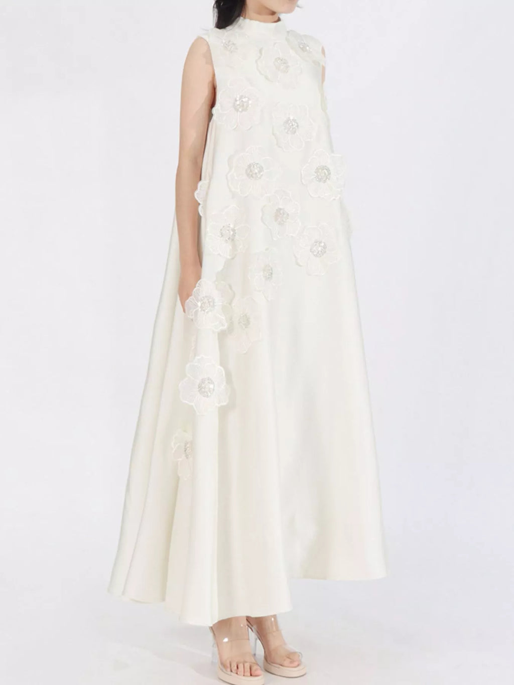 YSONA Floral Embellished Sleeveless Maxi Dress — full length view | Women's Dress | Shop YSONA