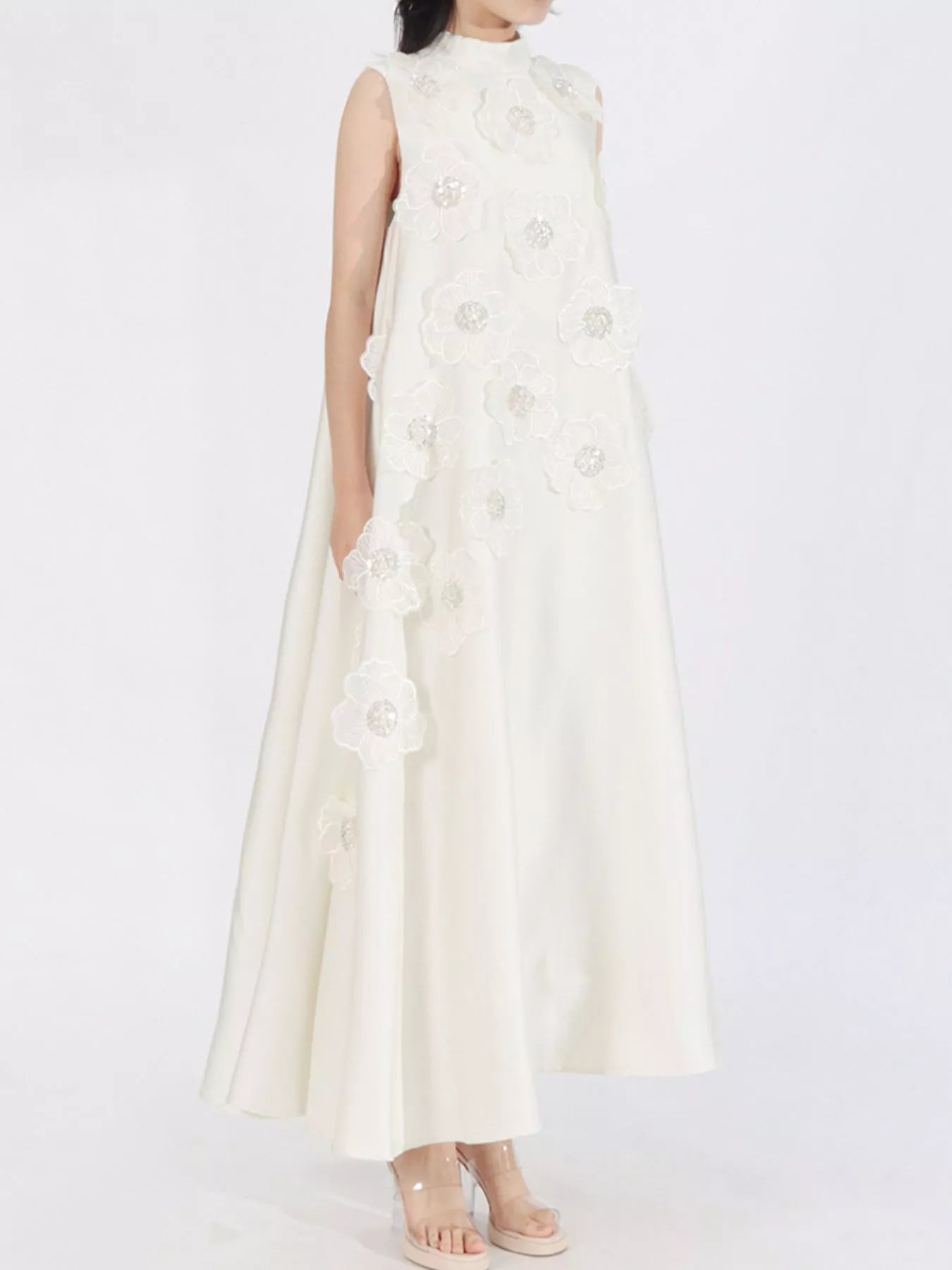 YSONA Floral Embellished Sleeveless Maxi Dress — full length view | Women's Dress | Shop YSONA