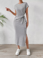 YSONA Striped Tie-Waist Midi Dress — back view | Women's Dress | Shop YSONA