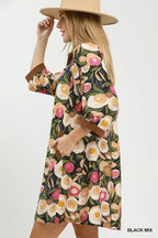 YSONA Umgee Mix Floral Contrast Trim Shift Mini Dress — back view | Women's Dress | Shop YSONA