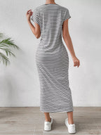 YSONA Striped Tie-Waist Midi Dress — close-up view | Women's Dress | Shop YSONA