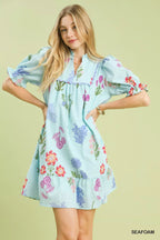 YSONA Umgee Multi Flower Print V-Neck Dress — front view | Women's Dress | Shop YSONA