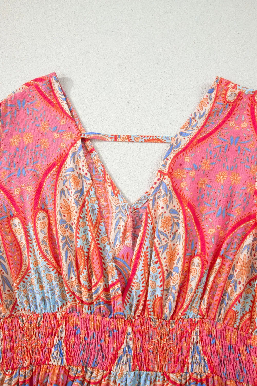 YSONA Paisley Print V-Neck Short Sleeve Boho Dress — full length view | Women's Dress | Shop YSONA