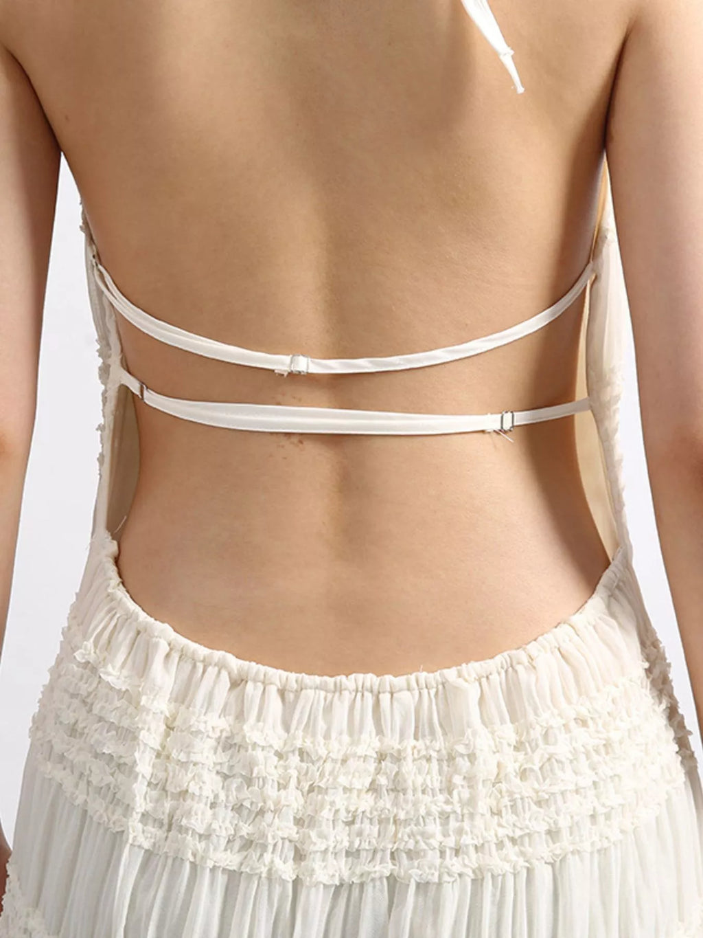 YSONA Backless Halter Neck Ruched Maxi Dress — styling view | Women's Dress | Shop YSONA