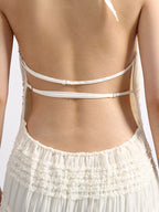 YSONA Backless Halter Neck Ruched Maxi Dress — styling view | Women's Dress | Shop YSONA