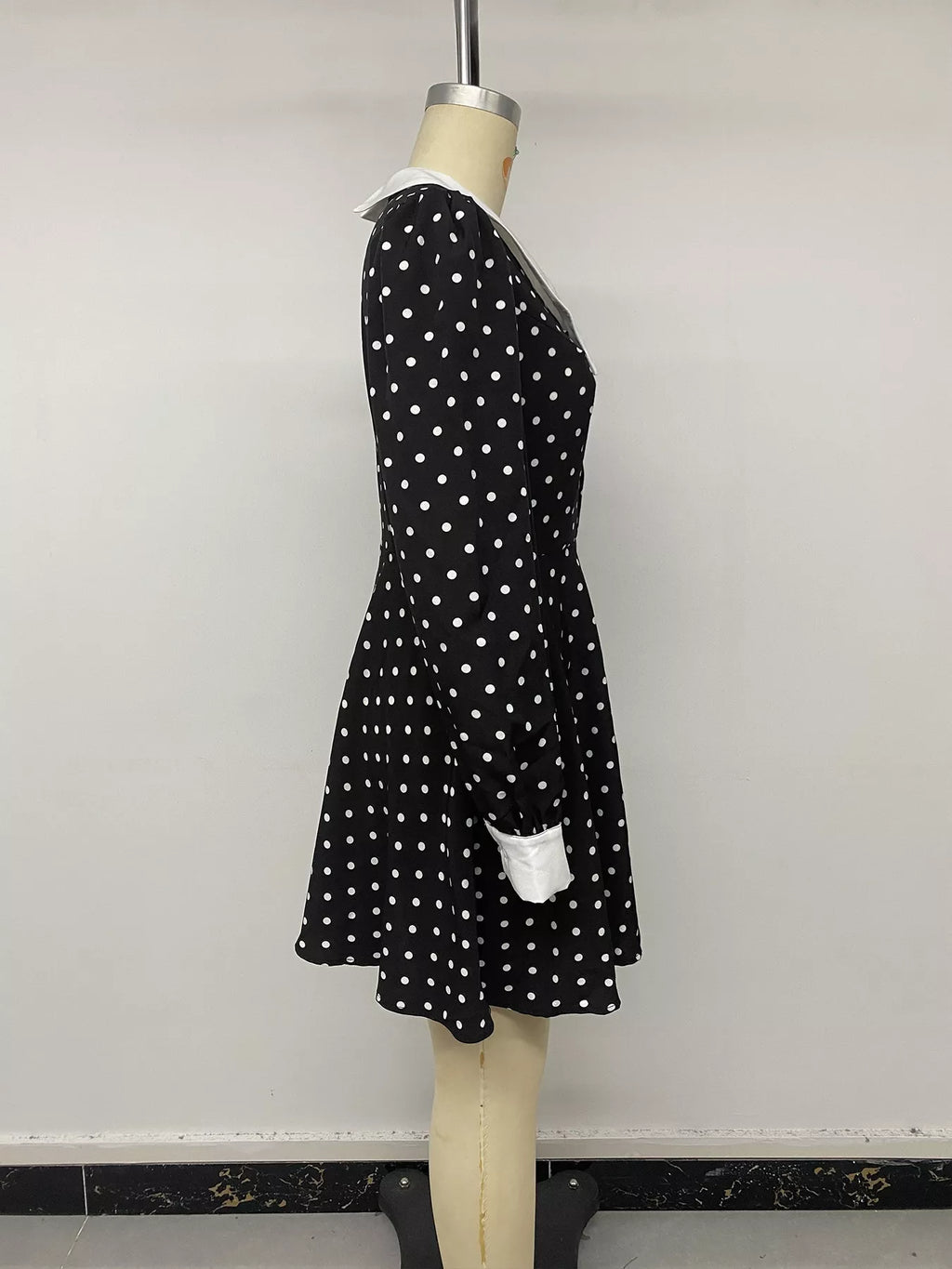 YSONA Polka Dot Peter Pan Collar Dress — full length view | Women's Dress | Shop YSONA
