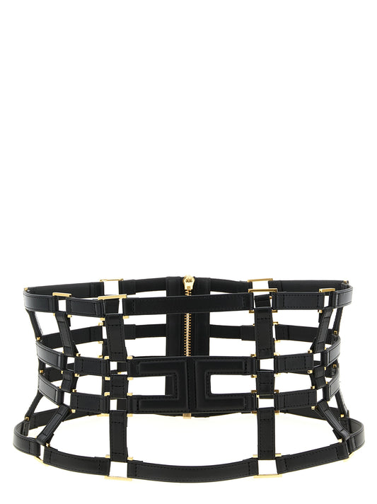 Elisabetta Franchi Black Polyethylene High-Waist Belt - YSONA
