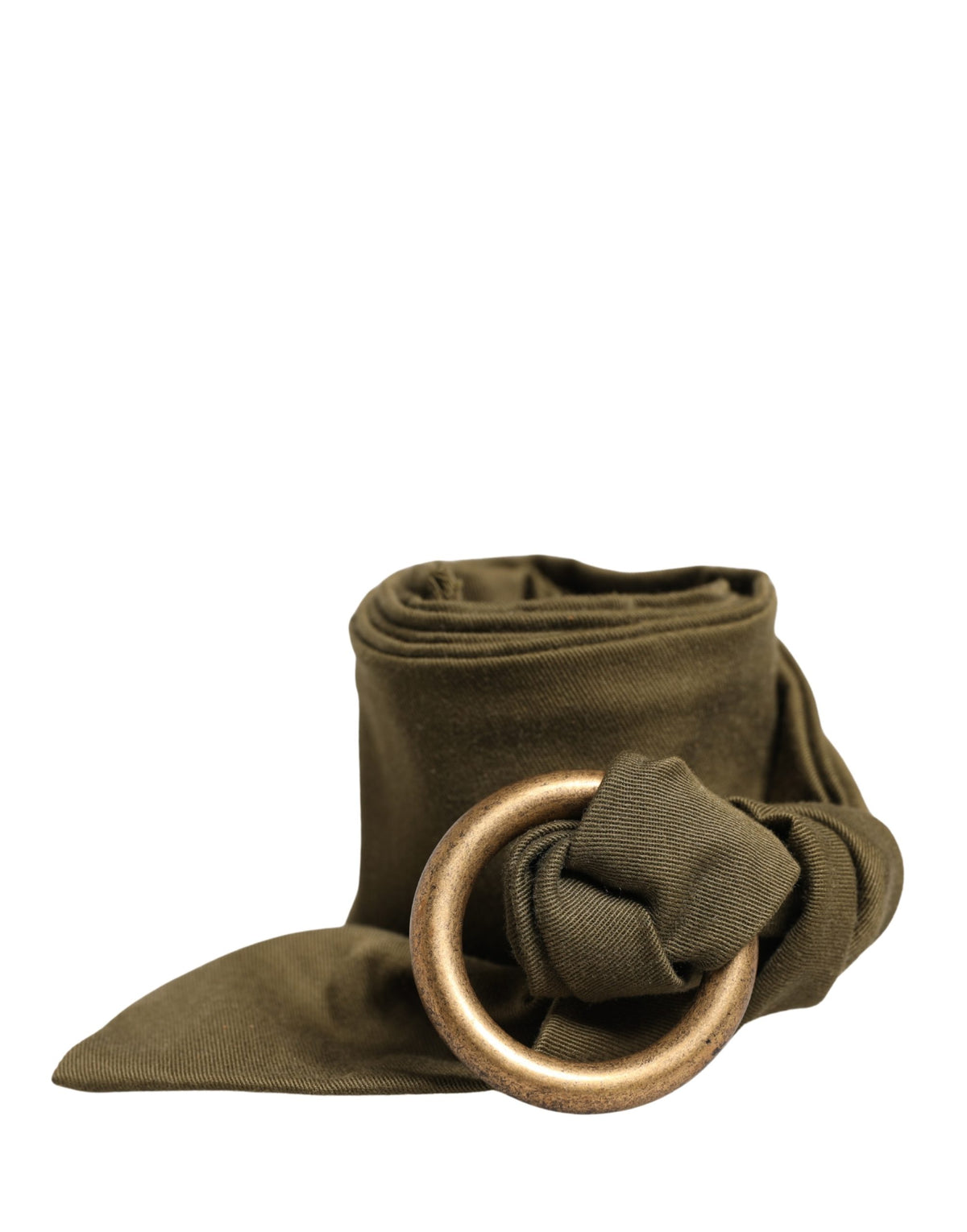 Ermanno Scervino Army Green Cotton Round Buckle Waist Belt - YSONA