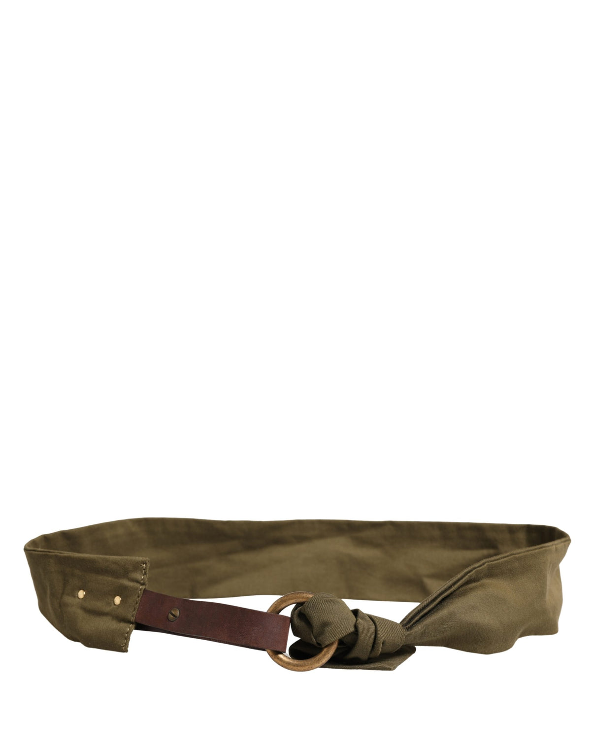 Ermanno Scervino Army Green Cotton Round Buckle Waist Belt - view 2