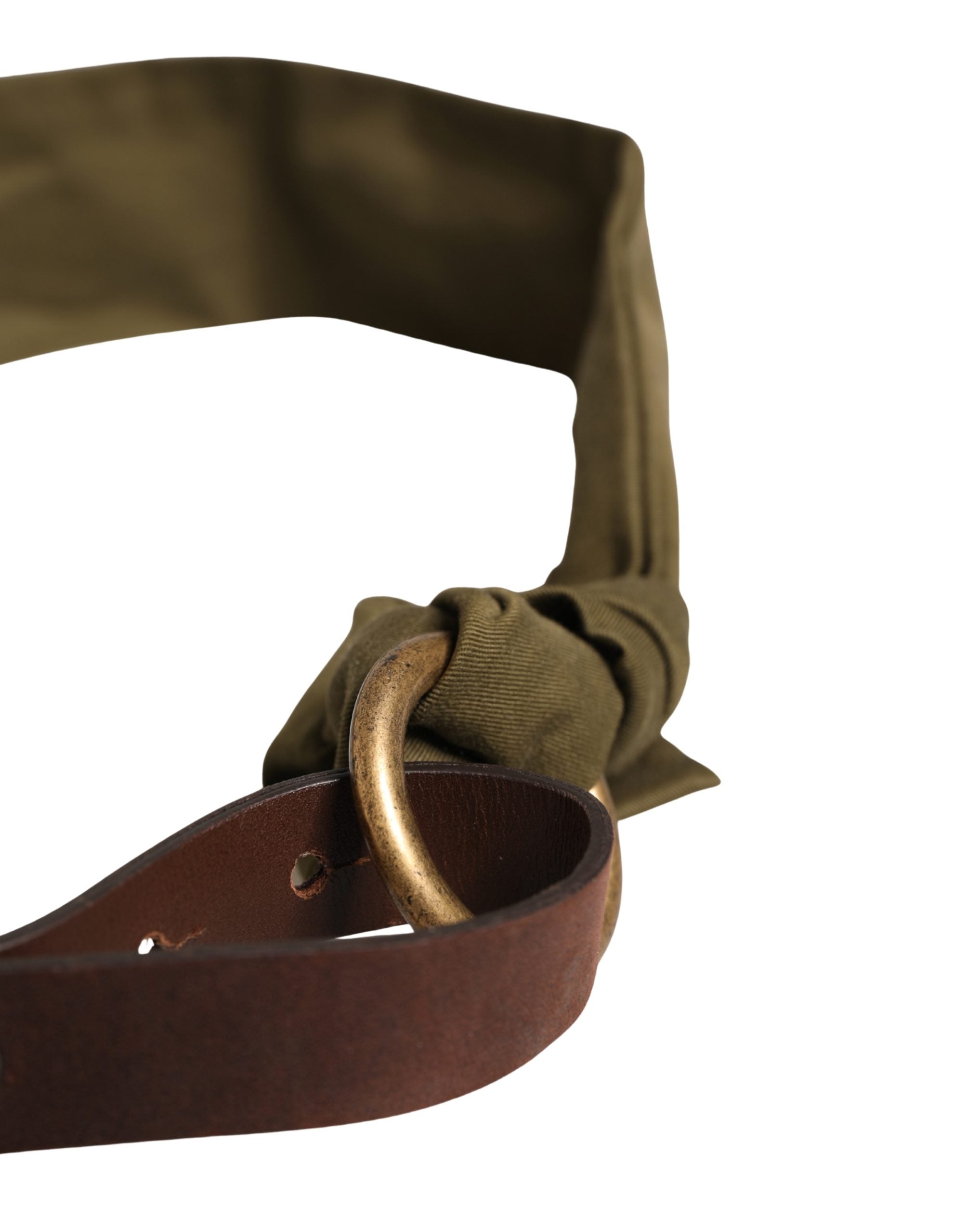 Ermanno Scervino Army Green Cotton Round Buckle Waist Belt - view 4