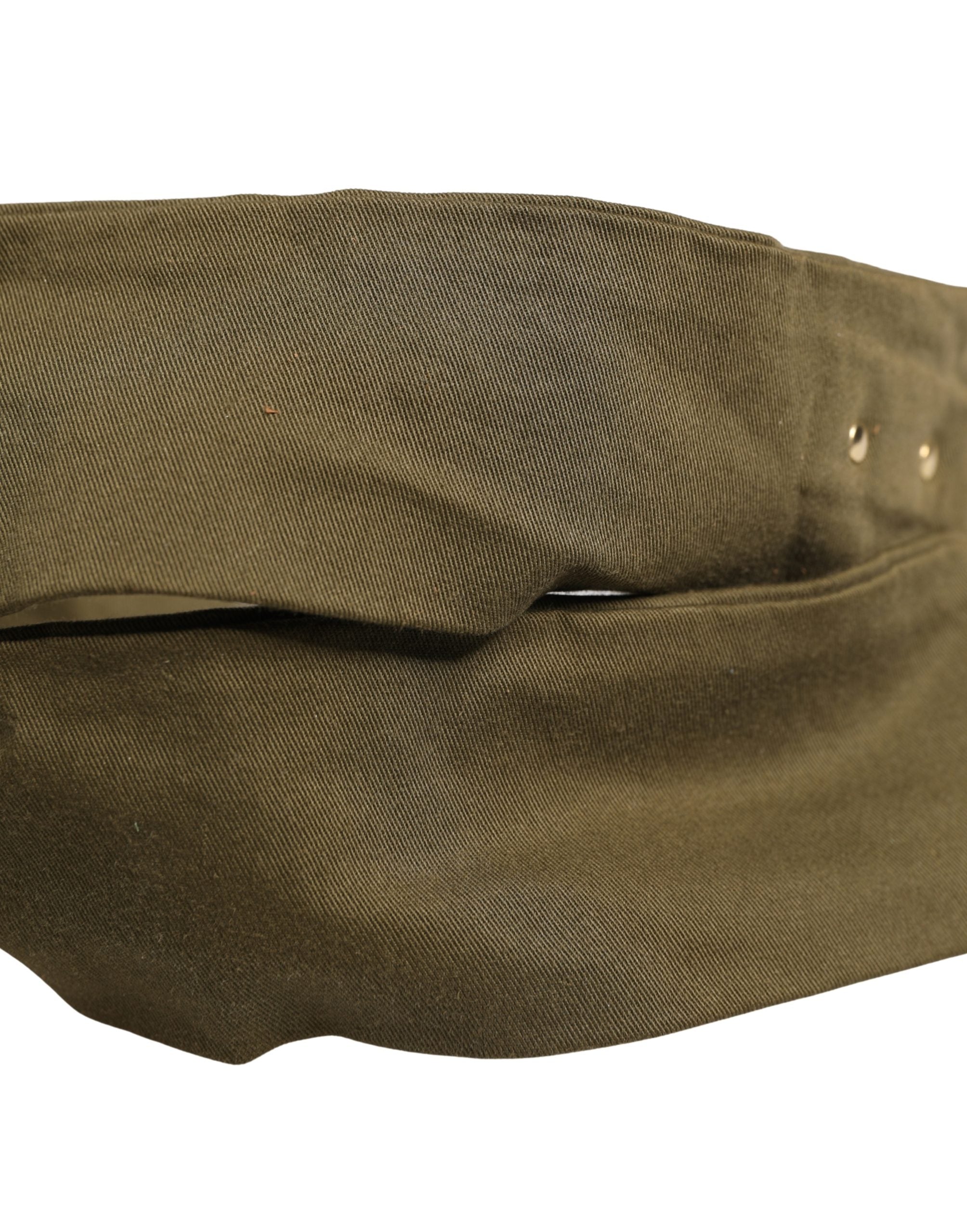 Ermanno Scervino Army Green Cotton Round Buckle Waist Belt - view 5