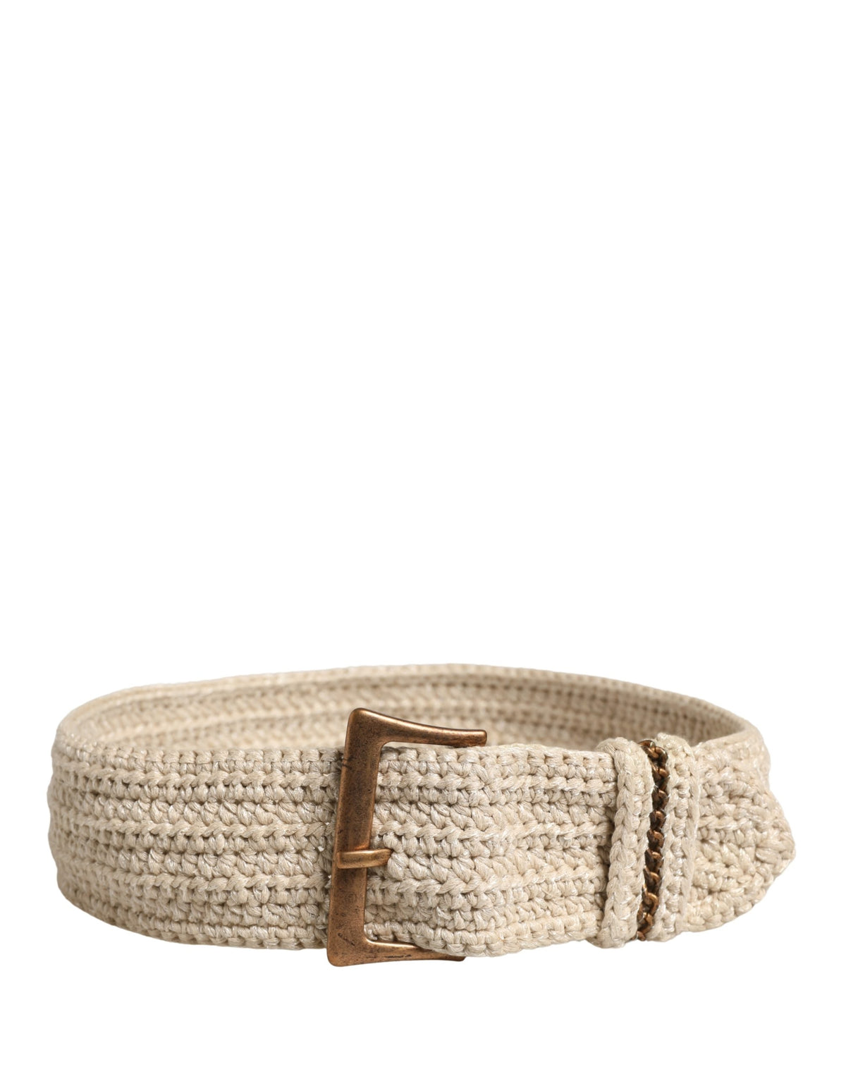Ermanno Scervino Beige Woven Vintage Metal Buckle Waist Belt - view 3
