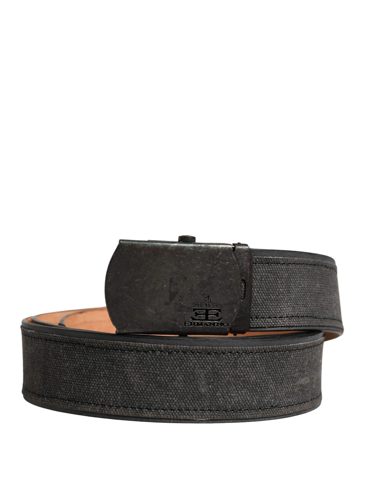 Ermanno Scervino Black Leather Cotton Logo Metal Buckle Belt - view 2