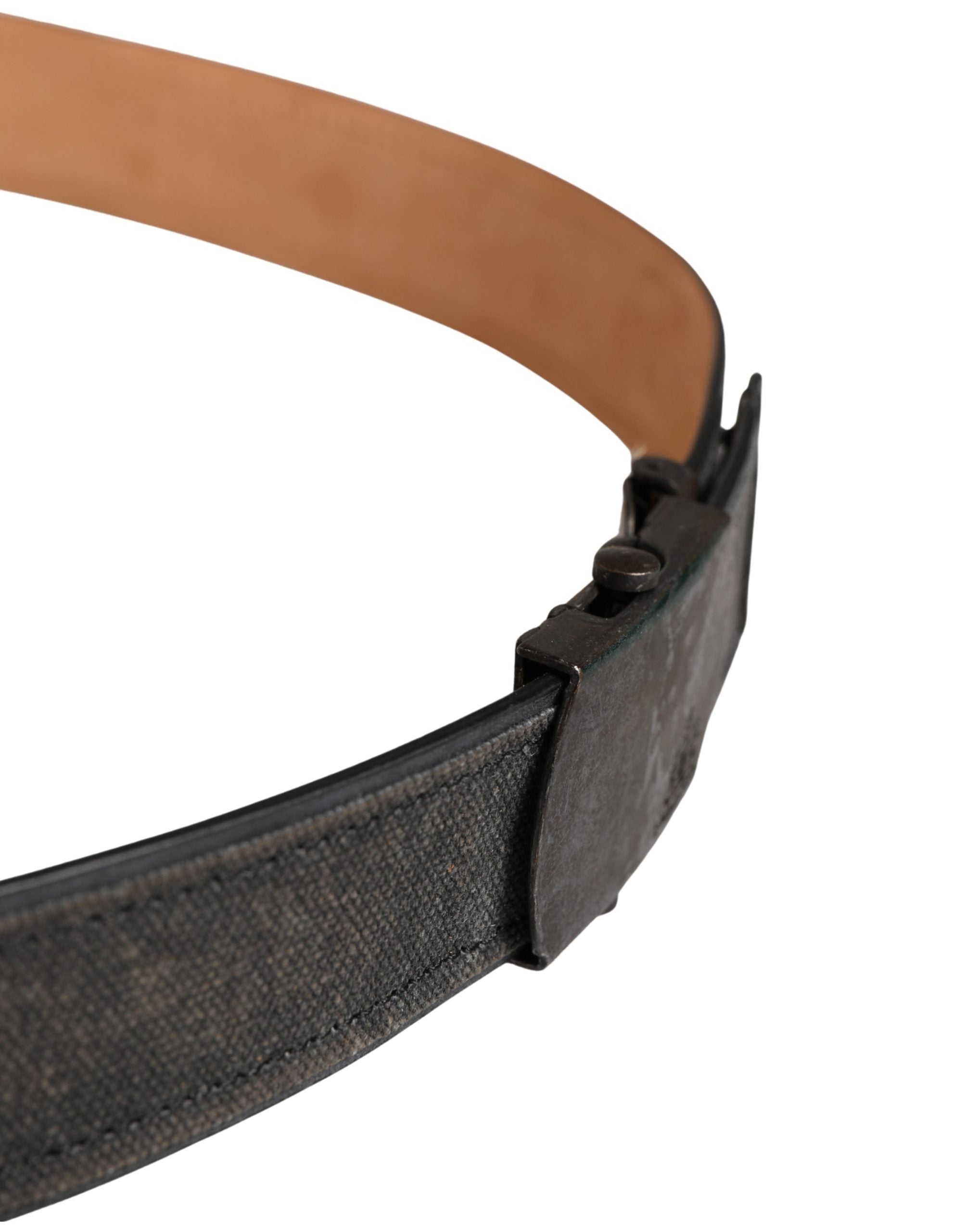 Ermanno Scervino Black Leather Cotton Logo Metal Buckle Belt - view 4