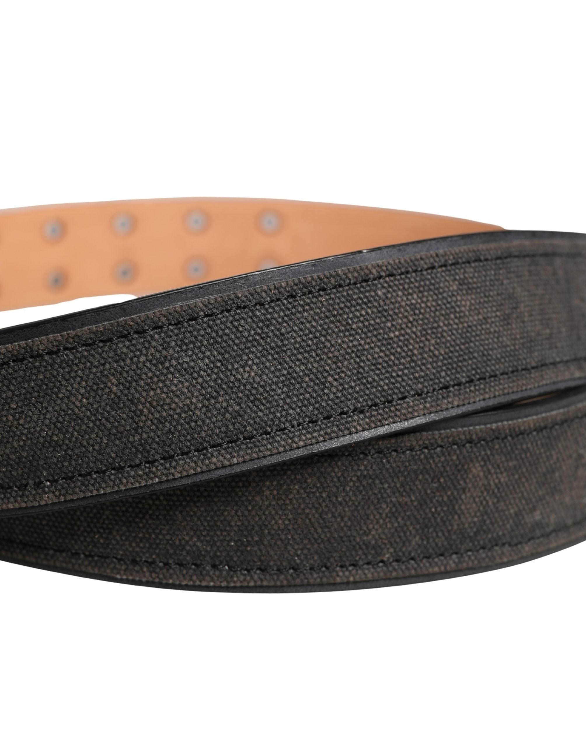 Ermanno Scervino Black Leather Cotton Logo Metal Buckle Belt - view 5