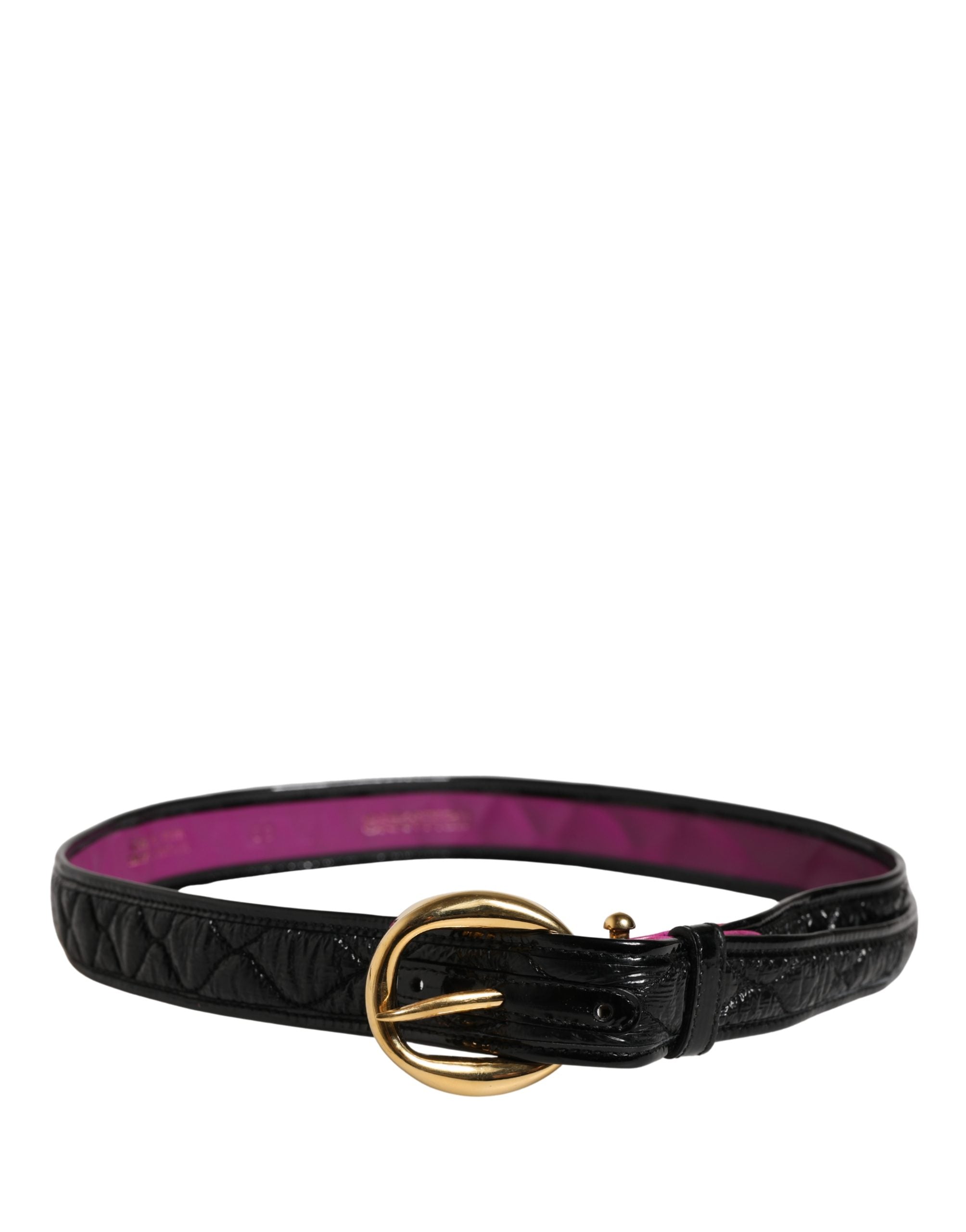 Ermanno Scervino Black Leather Gold Round Buckle Waist Belt - view 3