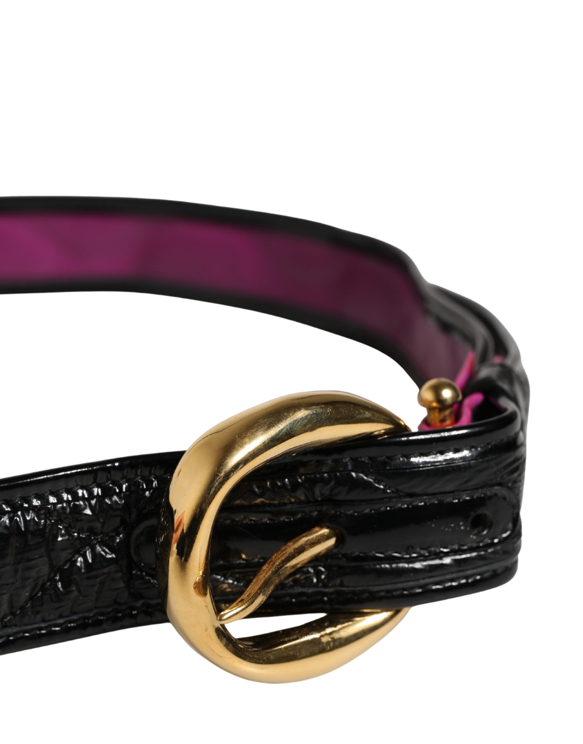 Ermanno Scervino Black Leather Gold Round Buckle Waist Belt - view 4