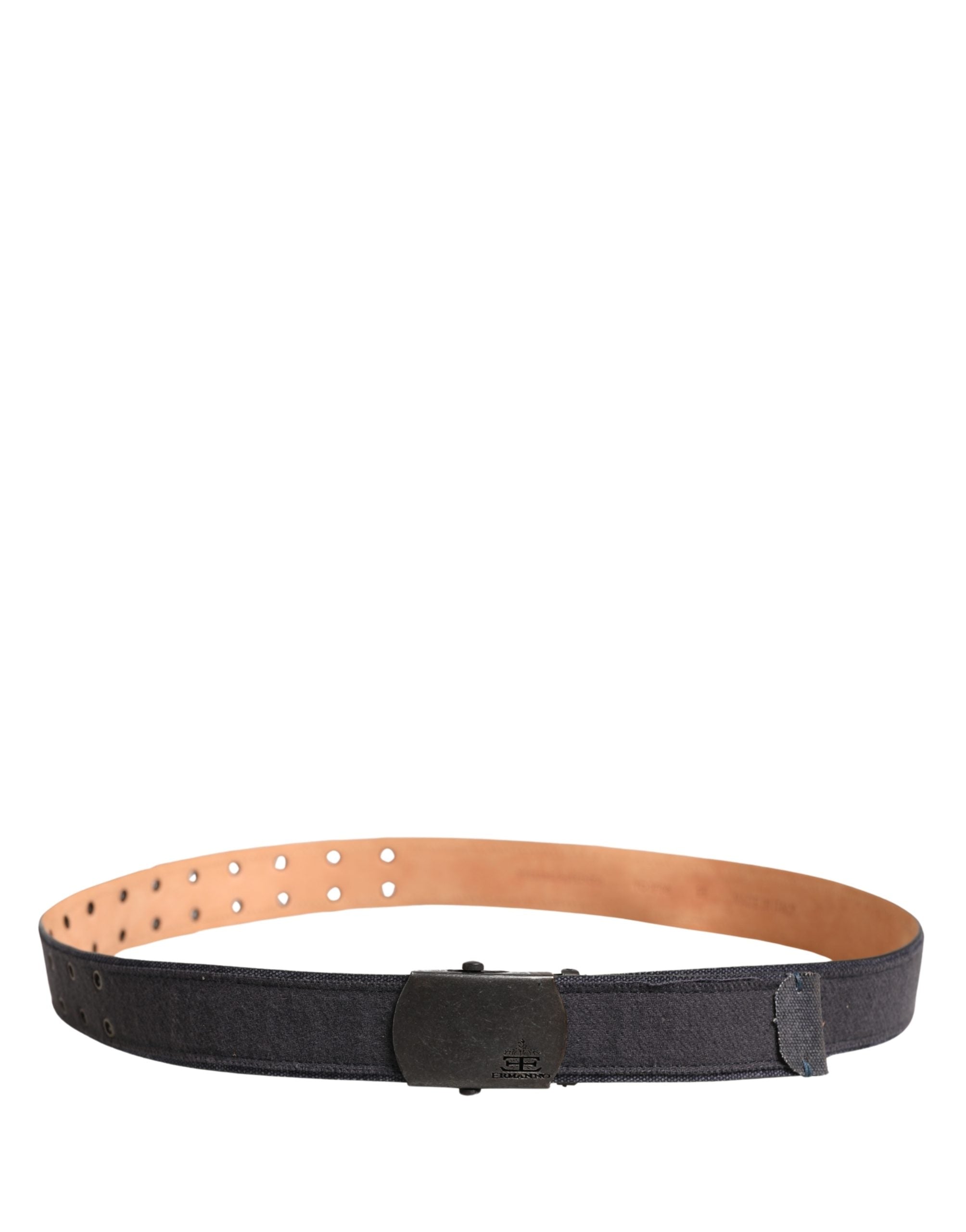 Ermanno Scervino Black Wool Cotton Logo Metal Buckle Belt - view 3