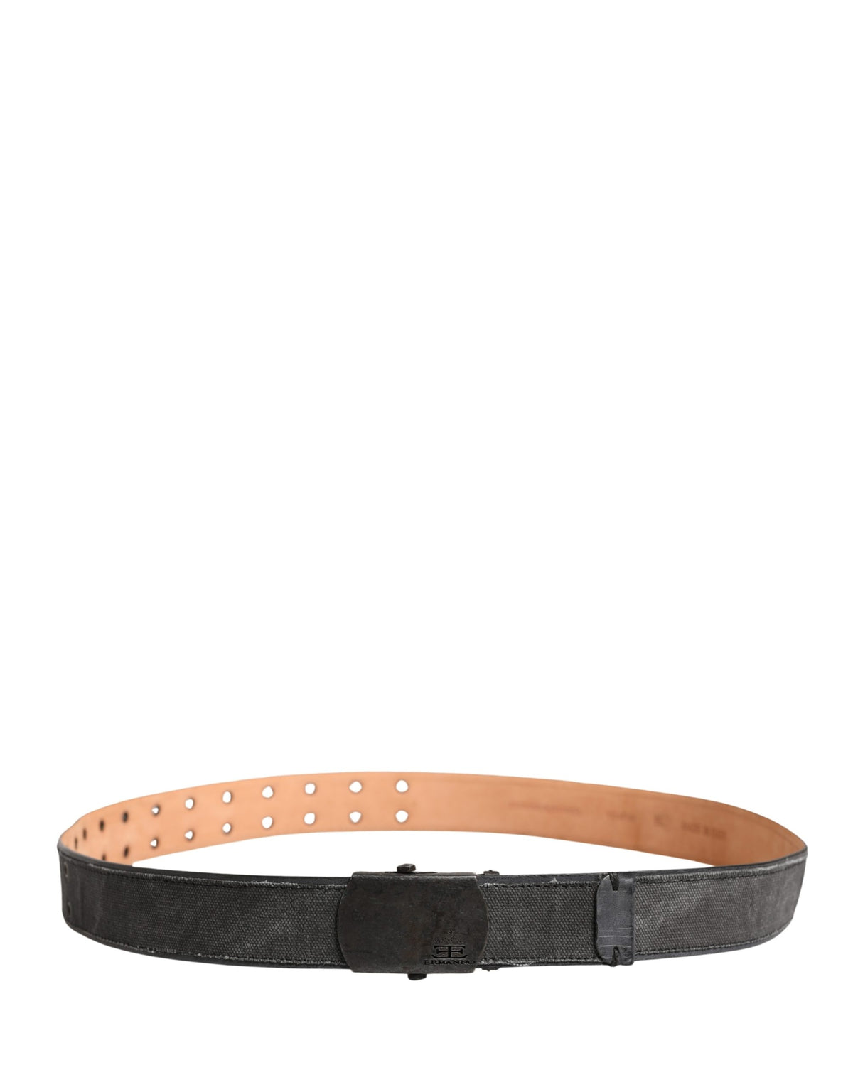 Ermanno Scervino Black Wool Cotton Logo Metal Buckle Belt - view 3