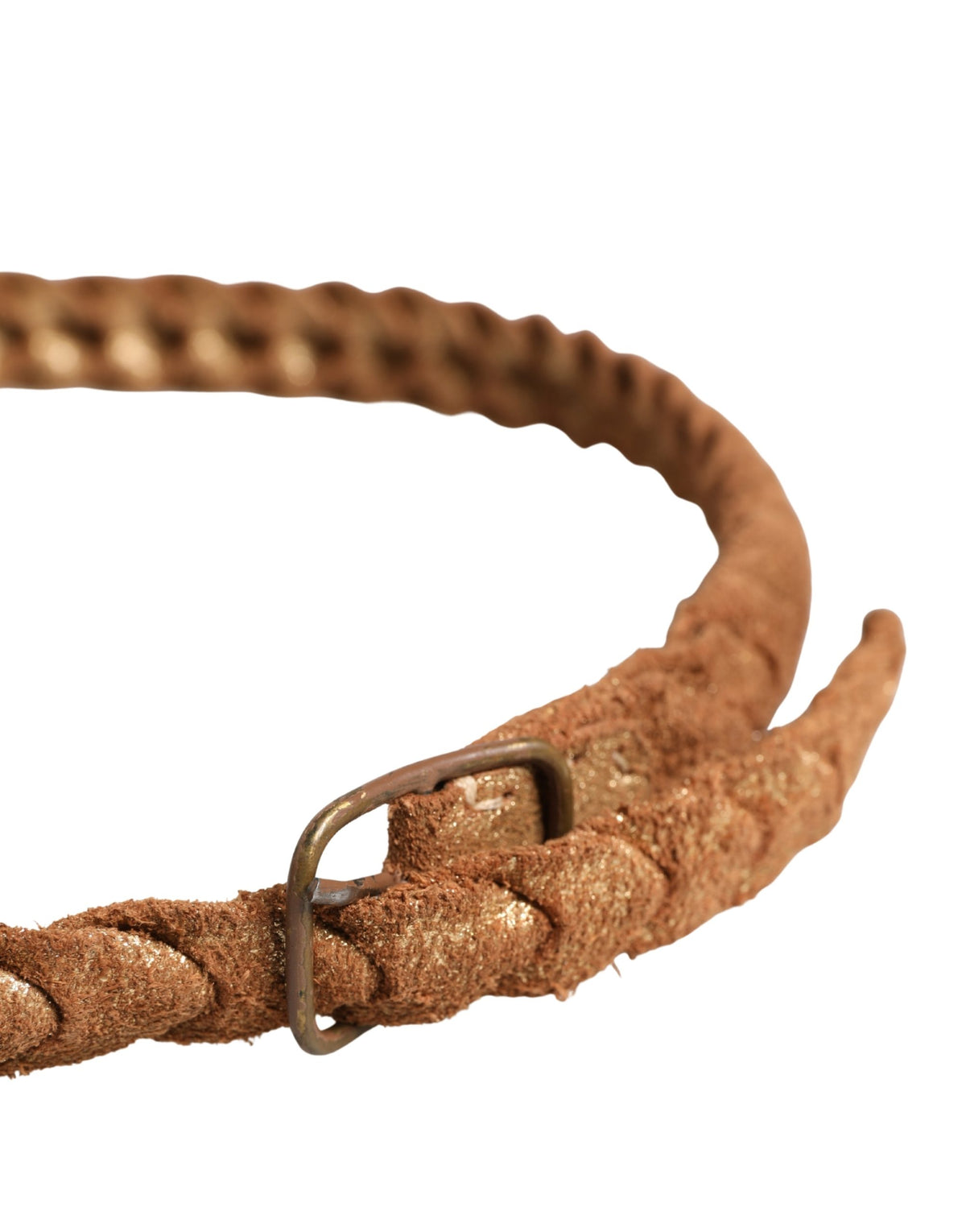 Ermanno Scervino Brown Leather Braided Metal Buckle Belt - view 4