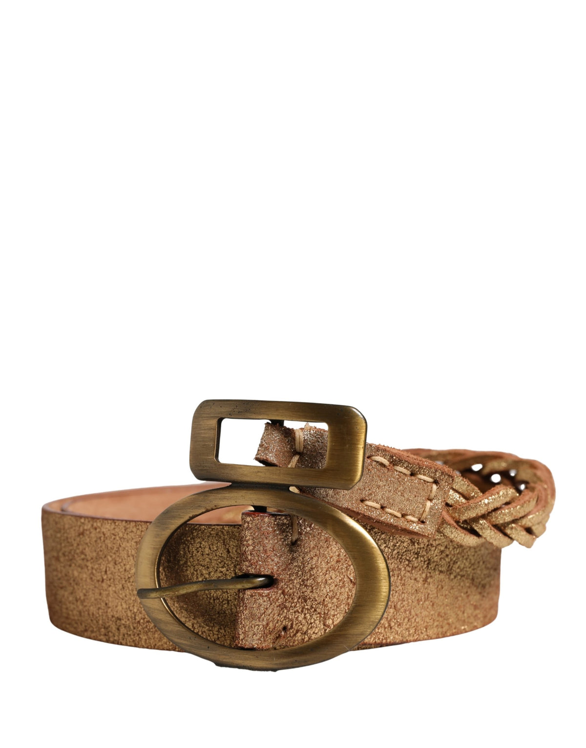 Ermanno Scervino Brown Leather Braided Metal Buckle Belt - view 2