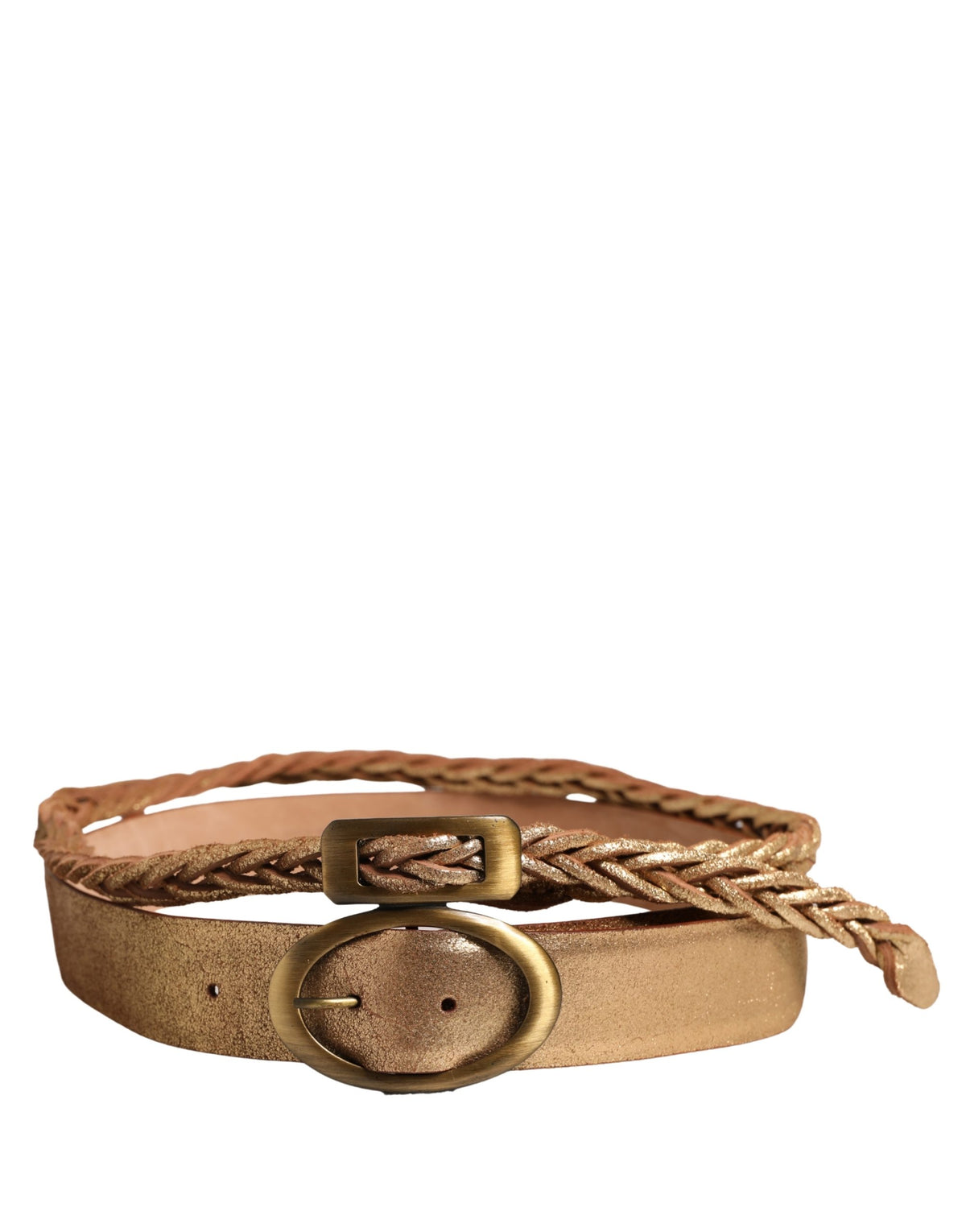 Ermanno Scervino Brown Leather Braided Metal Buckle Belt - view 3