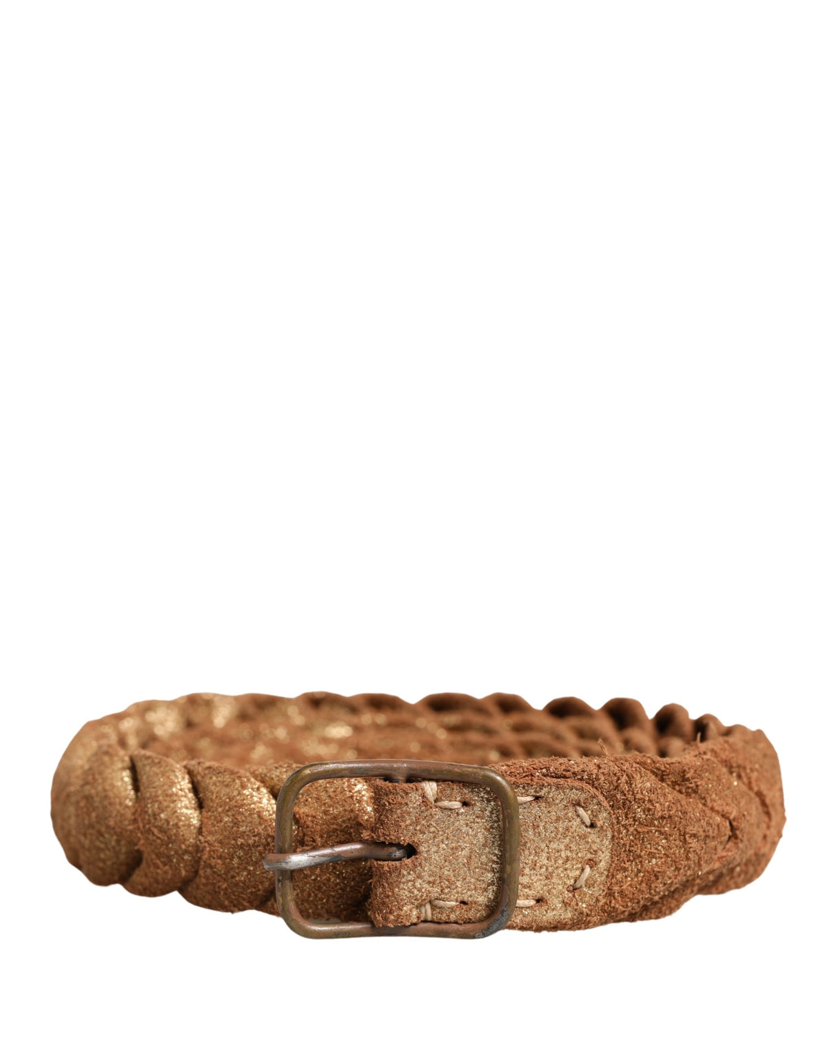 Ermanno Scervino Brown Leather Braided Metal Buckle Belt - view 2