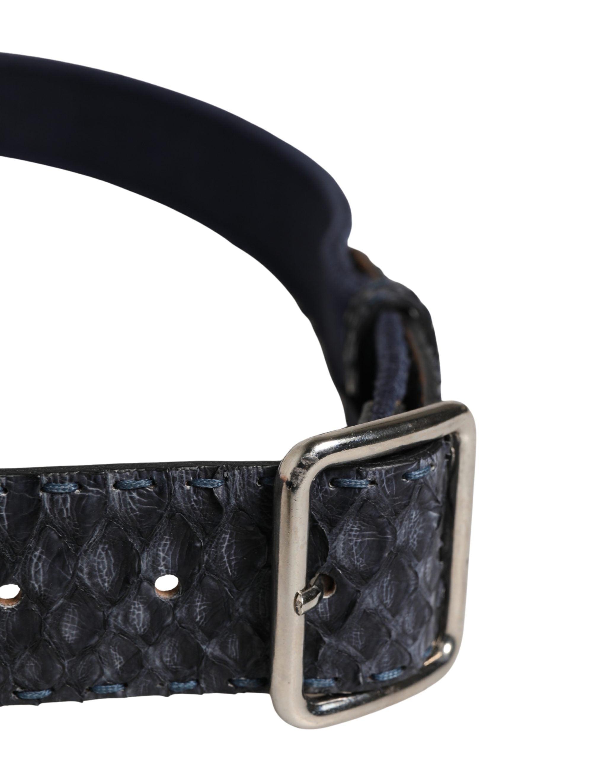 Ermanno Scervino Dark Blue Canvas Silver Metal Buckle Belt - view 4