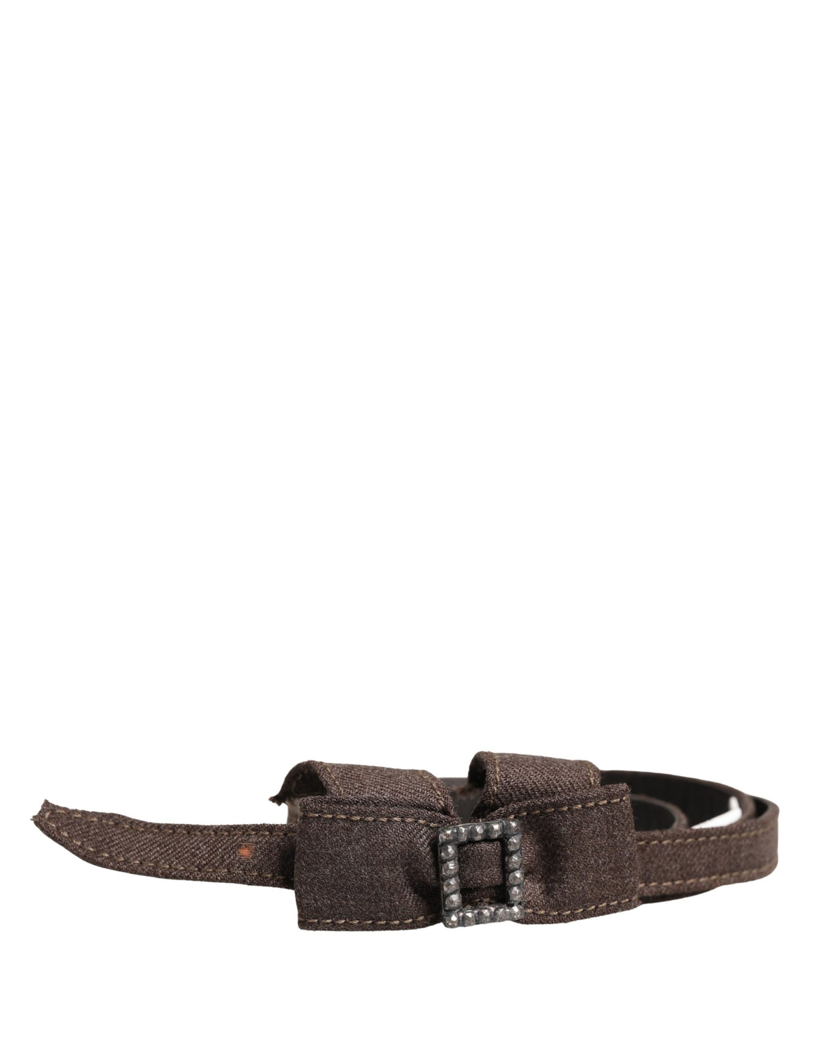 Ermanno Scervino Dark Brown Wool Bow Embellished Buckle Belt - YSONA