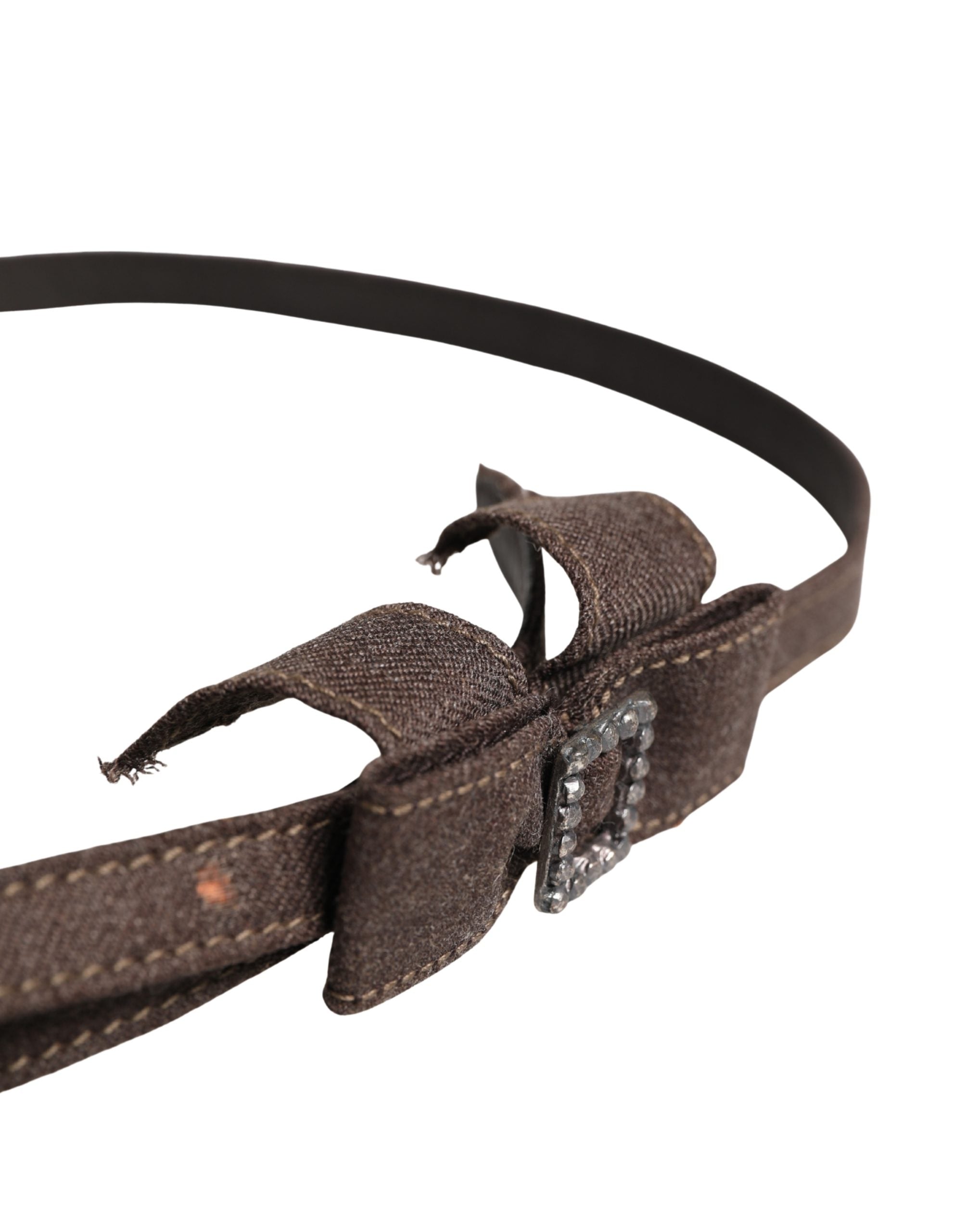 Ermanno Scervino Dark Brown Wool Bow Embellished Buckle Belt - view 4
