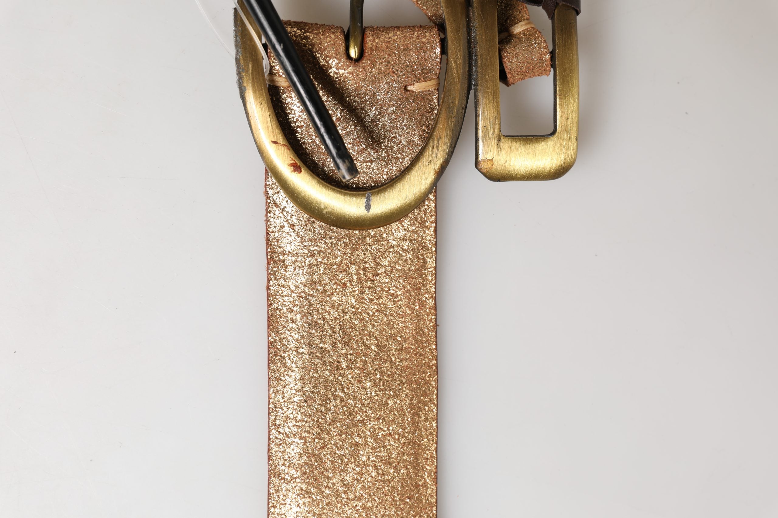 Ermanno Scervino Gold Leather Braided Metal Buckle Belt - YSONA