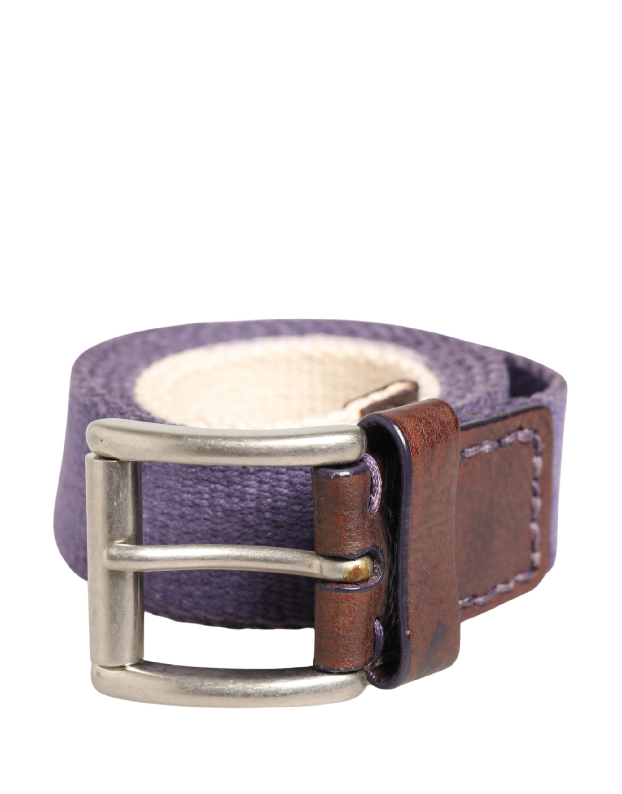 Ermanno Scervino Men Purple Canvas Silver Metal Buckle Belt - view 2