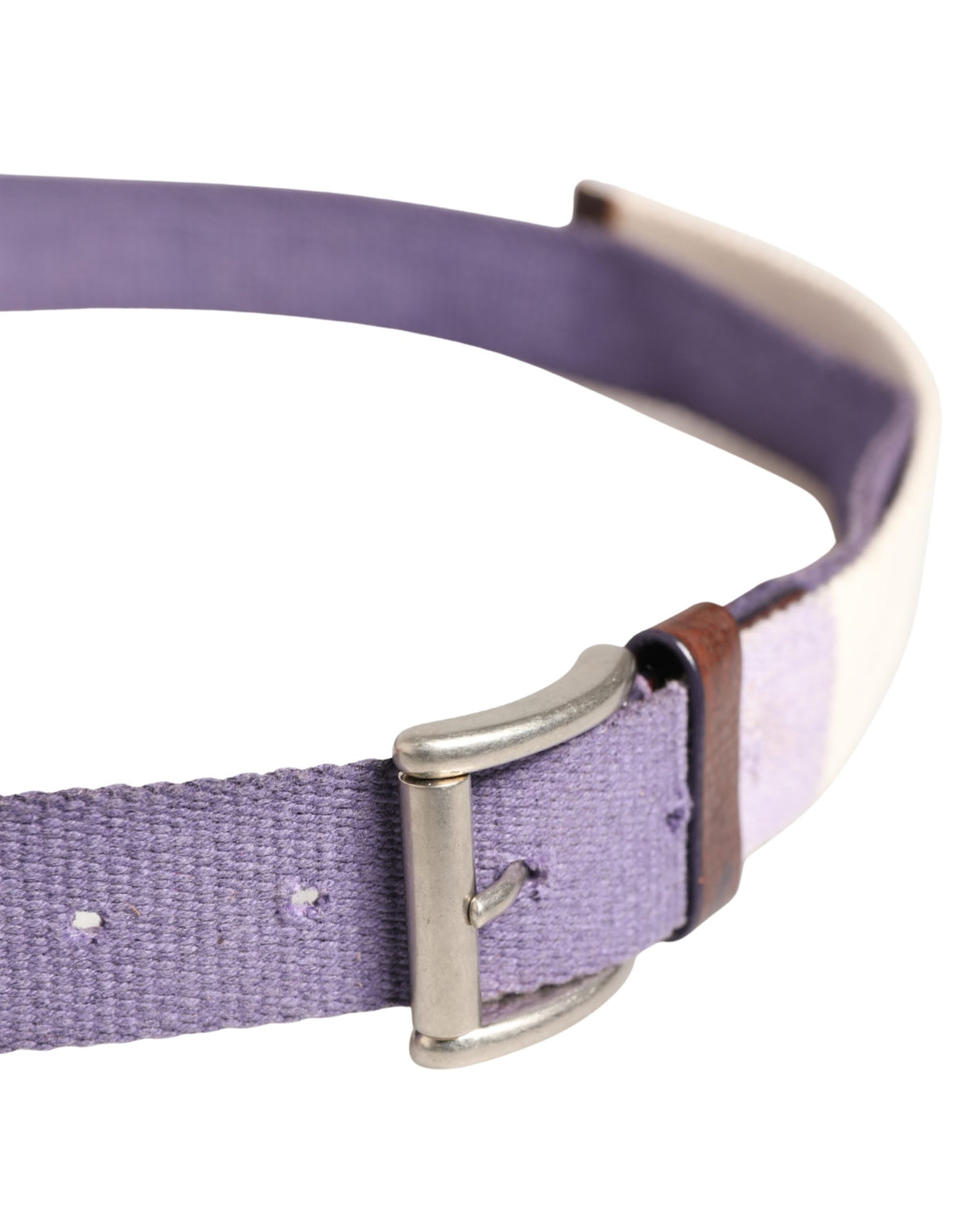 Ermanno Scervino Men Purple Canvas Silver Metal Buckle Belt - view 4