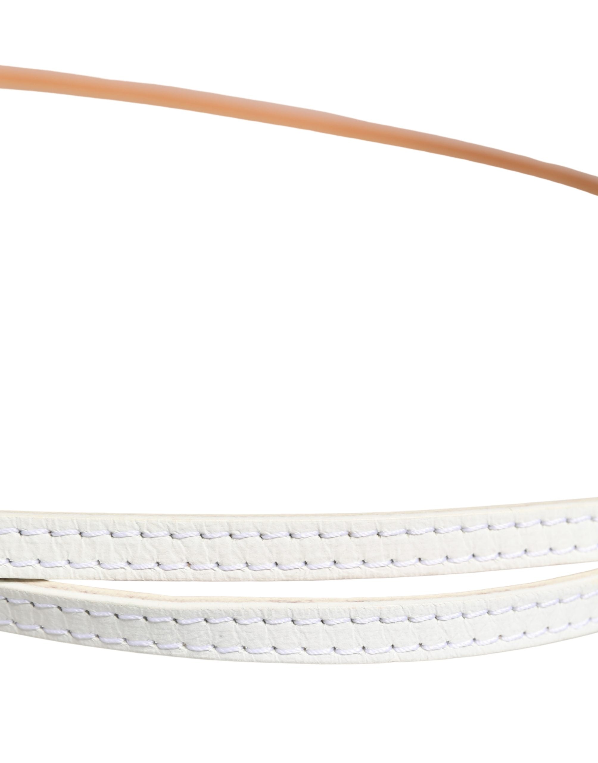 Ermanno Scervino White Leather Skinny Gold Metal Buckle Belt - view 5