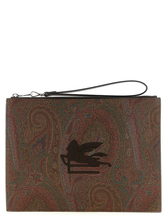 Etro Brown Cotton Clutch Bag