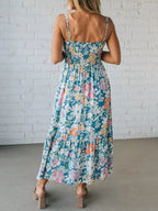 YSONA Floral Smocked Square Neck Midi Dress — detail view | Women's Dress | Shop YSONA