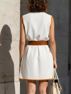 YSONA Contrast Trim V-Neck Sleeveless Dress — side view | Women's Dress | Shop YSONA