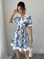 YSONA Printed Button Front Mini Dress — back view | Women's Dress | Shop YSONA