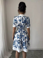 YSONA Printed Button Front Mini Dress — model wearing | Women's Dress | Shop YSONA