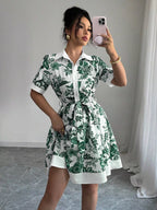 YSONA Printed Button Front Mini Dress — styling view | Women's Dress | Shop YSONA