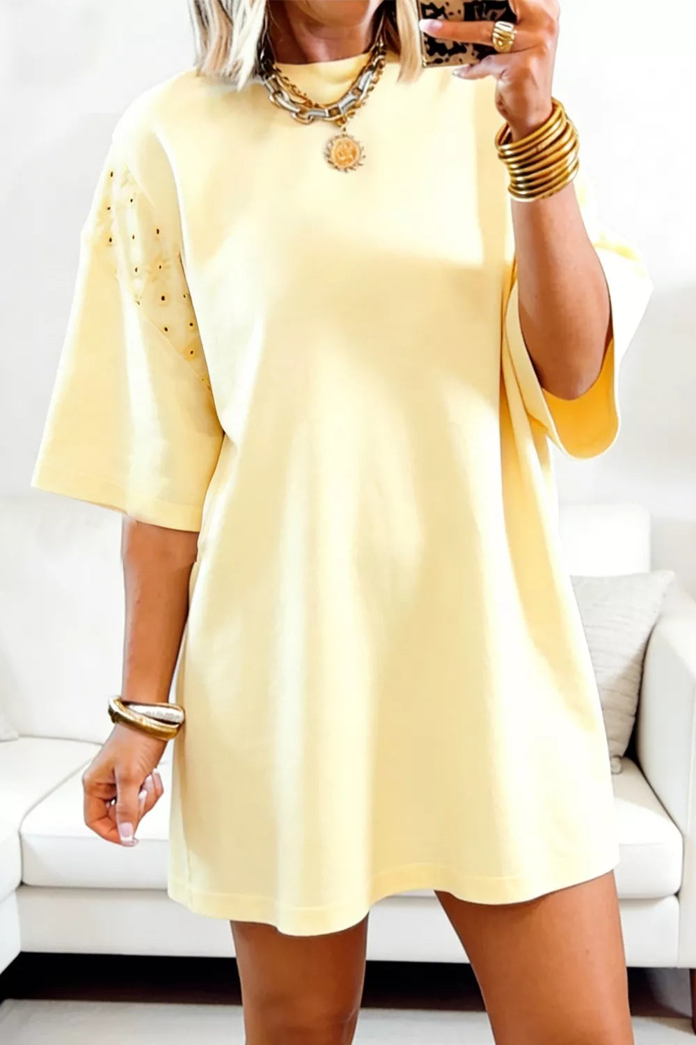 YSONA Round Neck Half Sleeve T-Shirt Dress — side view | Women's Dress | Shop YSONA