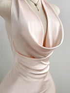 YSONA Satin Backless Halter Neck Dress — detail view | Women's Dress | Shop YSONA