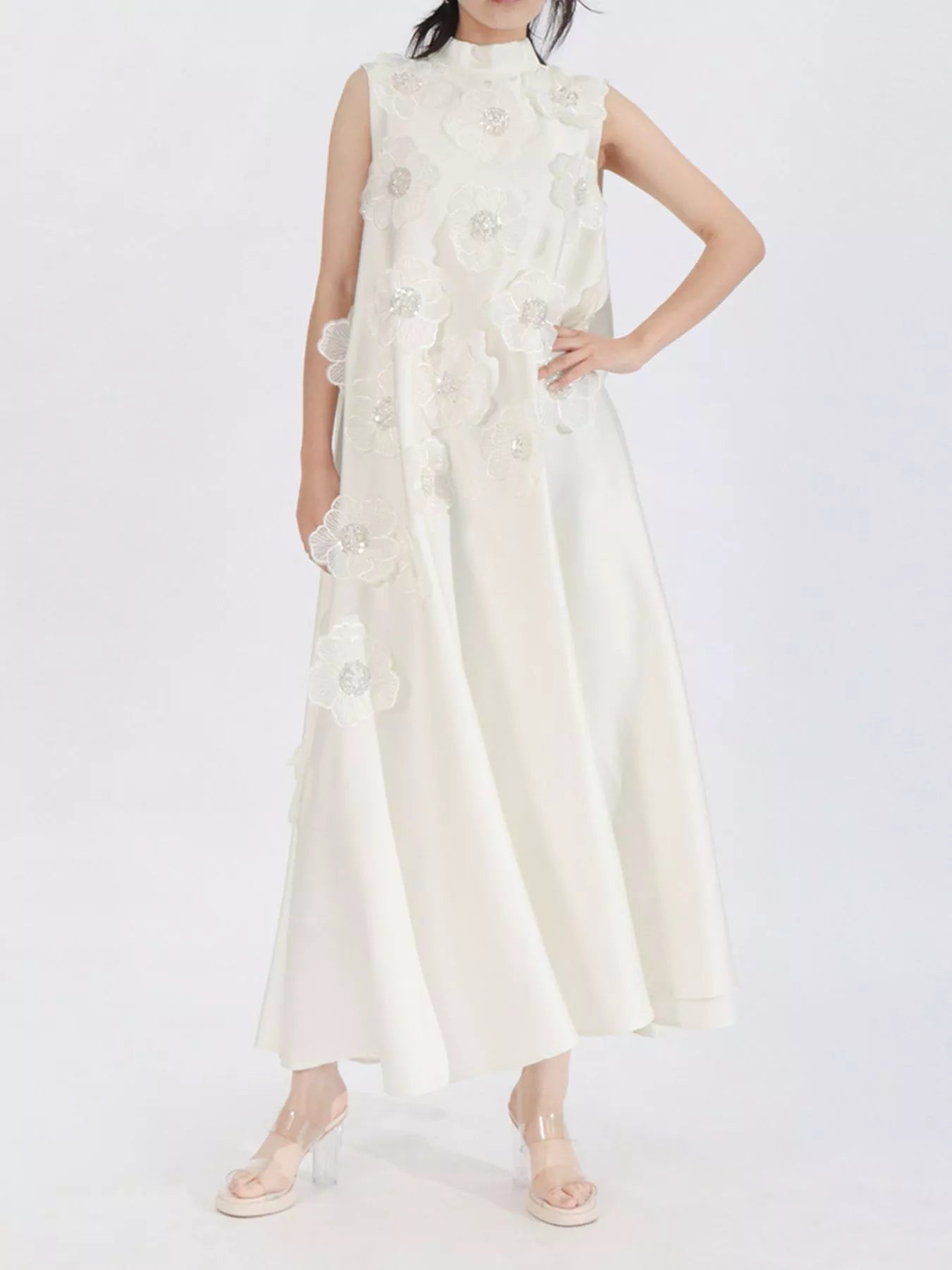 YSONA Floral Embellished Sleeveless Maxi Dress — front view | Women's Dress | Shop YSONA