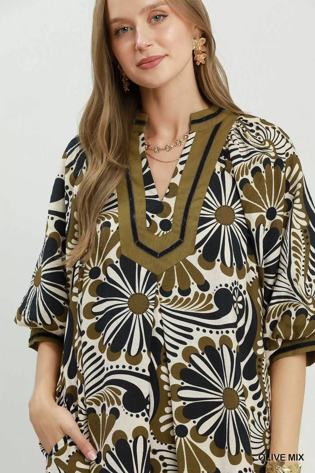 YSONA Umgee Abstract Print Midi Dress — model wearing | Women's Dress | Shop YSONA