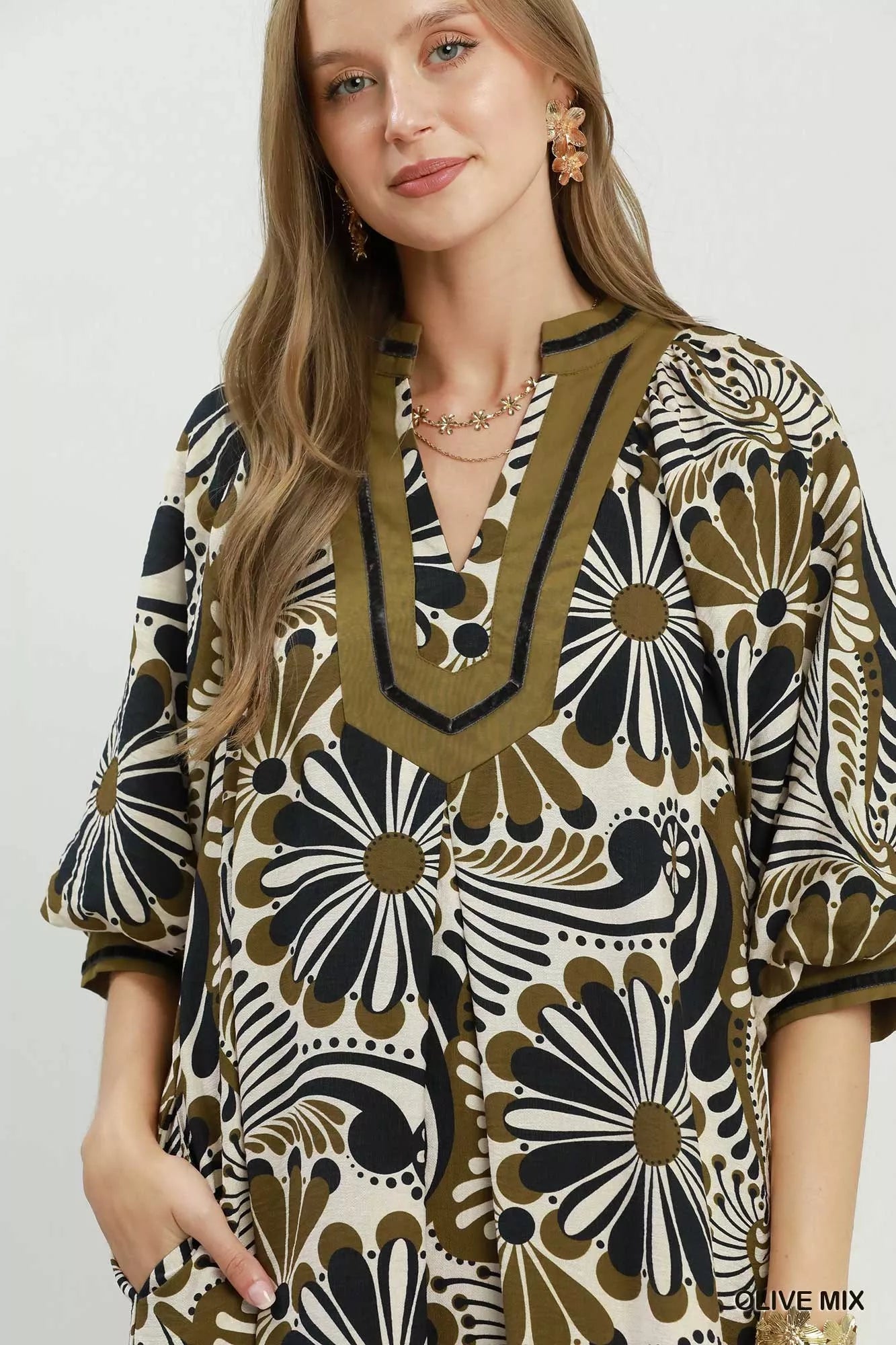 YSONA Umgee Abstract Print Midi Dress — model wearing | Women's Dress | Shop YSONA