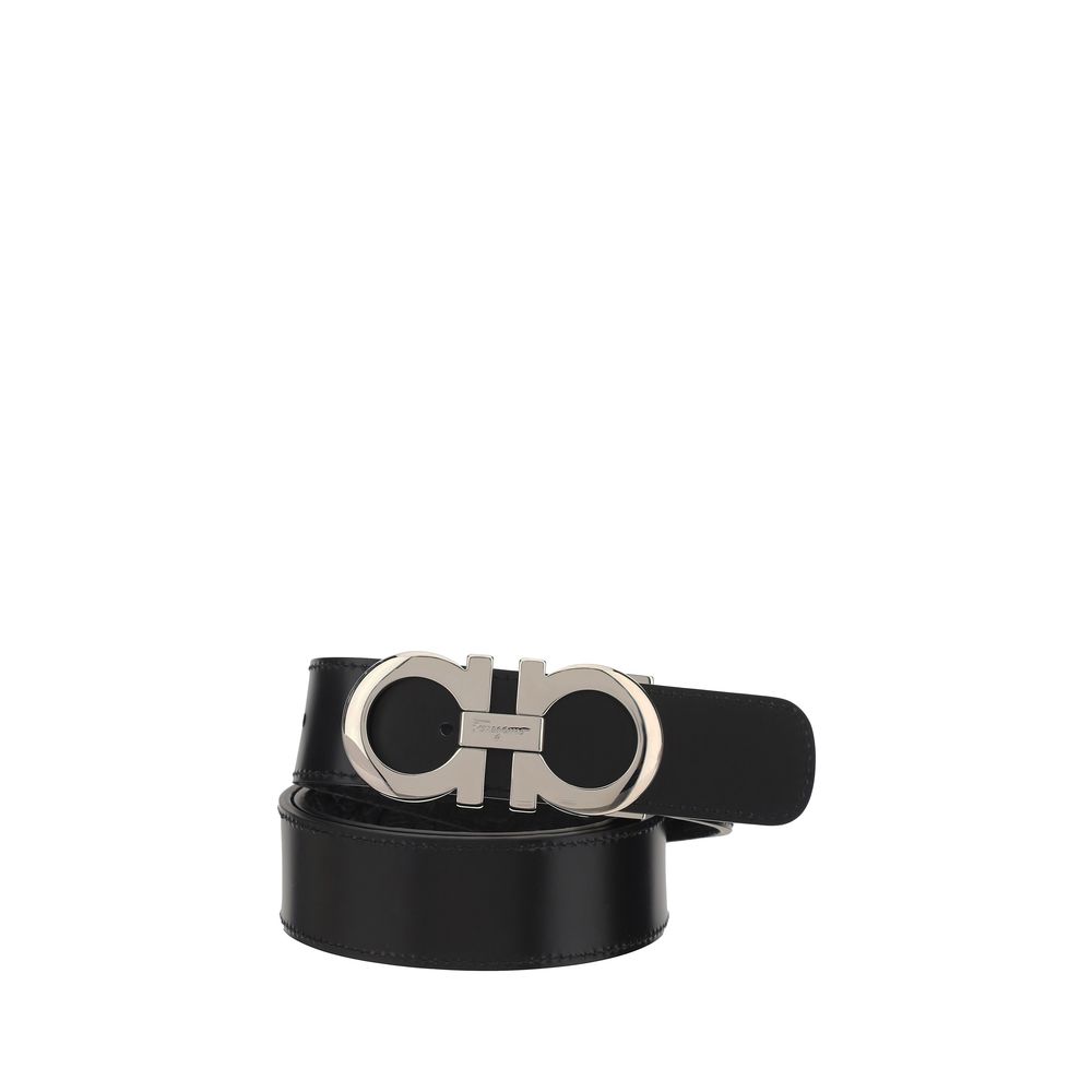 Ferragamo Black Calf Leather Bos Taurus Belt - view 3