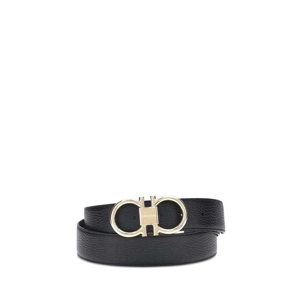 Ferragamo Black Calf Leather Bos Taurus Belt - YSONA